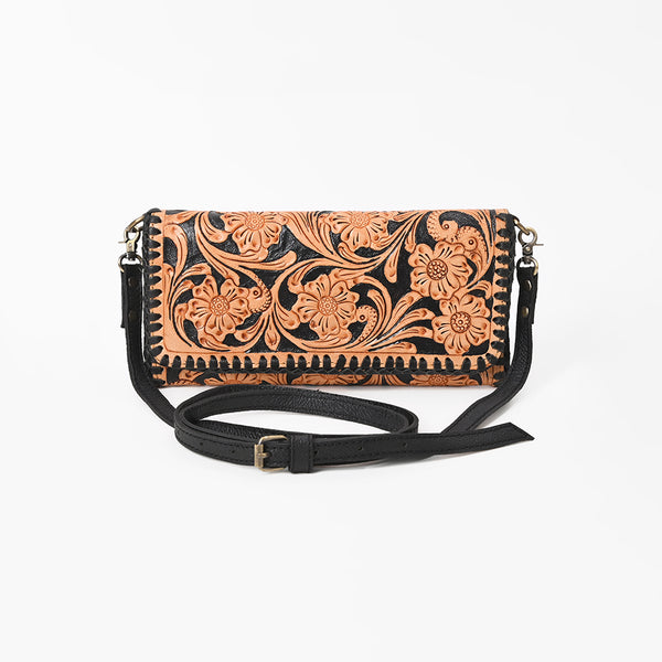 ADBG1280 American Darling Tooled Leather Crossbody Wallet -Braided Western Bag