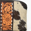 ADBG1287 American Darling Hair-on Cowhide Hand-Tooled Clutch Bag -O-Ring Western Wristlet
