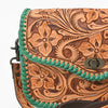 ADBG1475 American Darling Western Genuine Leather Small Cross Body Bag with Hand-Tooled Floral Design
