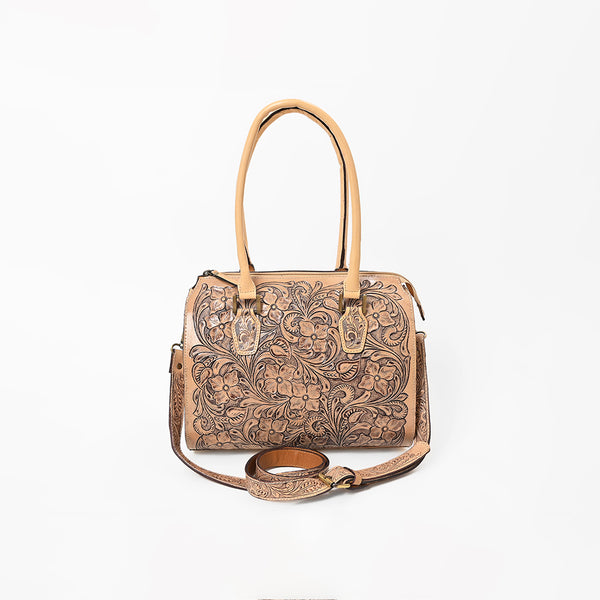 ADBG1483 American Darling Hand-Tooled Leather Duffel Bag | Floral Carved Travel Carryall