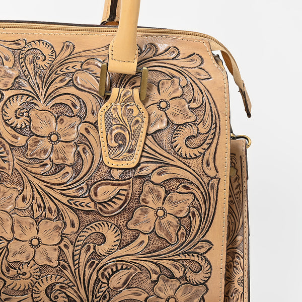 ADBG1483 American Darling Hand-Tooled Leather Duffel Bag | Floral Carved Travel Carryall