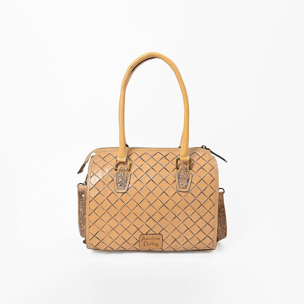 ADBG1483 American Darling Hand-Tooled Leather Duffel Bag | Floral Carved Travel Carryall