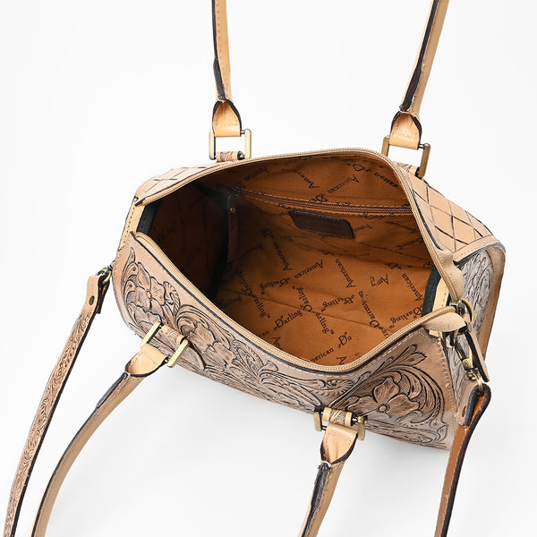 ADBG1483 American Darling Hand-Tooled Leather Duffel Bag | Floral Carved Travel Carryall