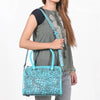 ADBG1483 American Darling Hand-Tooled Leather Duffel Bag | Floral Carved Travel Carryall