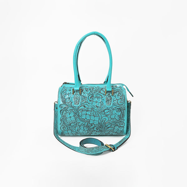 ADBG1483 American Darling Hand-Tooled Leather Duffel Bag | Floral Carved Travel Carryall