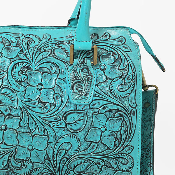ADBG1483 American Darling Hand-Tooled Leather Duffel Bag | Floral Carved Travel Carryall