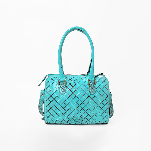 ADBG1483 American Darling Hand-Tooled Leather Duffel Bag | Floral Carved Travel Carryall