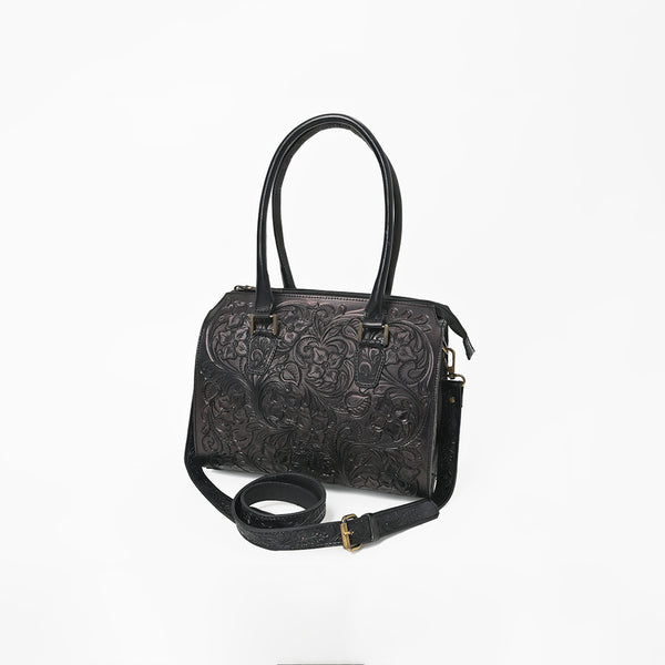 ADBG1483 American Darling Hand-Tooled Leather Duffel Bag | Floral Carved Travel Carryall