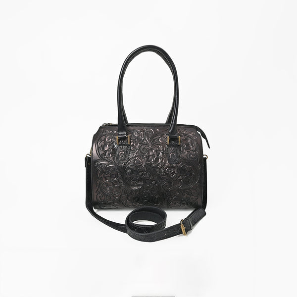 ADBG1483 American Darling Hand-Tooled Leather Duffel Bag | Floral Carved Travel Carryall