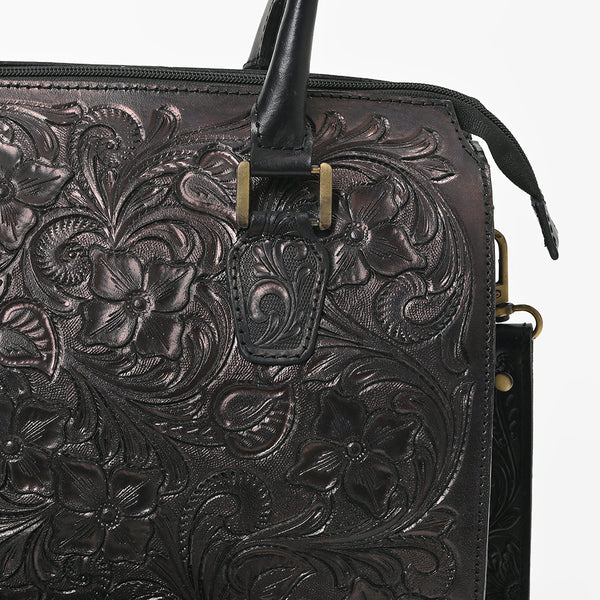 ADBG1483 American Darling Hand-Tooled Leather Duffel Bag | Floral Carved Travel Carryall