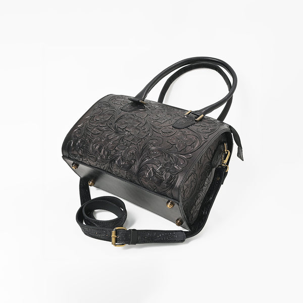 ADBG1483 American Darling Hand-Tooled Leather Duffel Bag | Floral Carved Travel Carryall