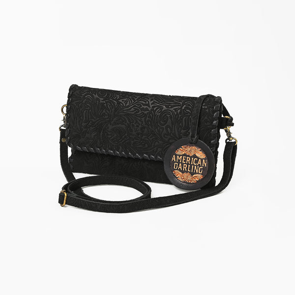 ADBG1645 American Darling Western Leather Small Cross Body Bag with Braided Detailing Damascus