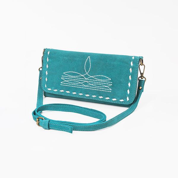 ADBG1717 American Darling Genuine Suede Organizer Bag | Western Boot Stitched Clutch