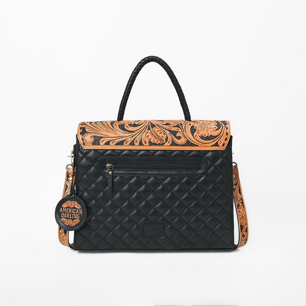 ADBG1800 American Darling Quilted Leather & Tooled Harness Briefcase