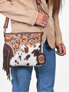 ADBG1802 American Darling Harness With Hair on Hide Leather Fringe Crossbody Bag