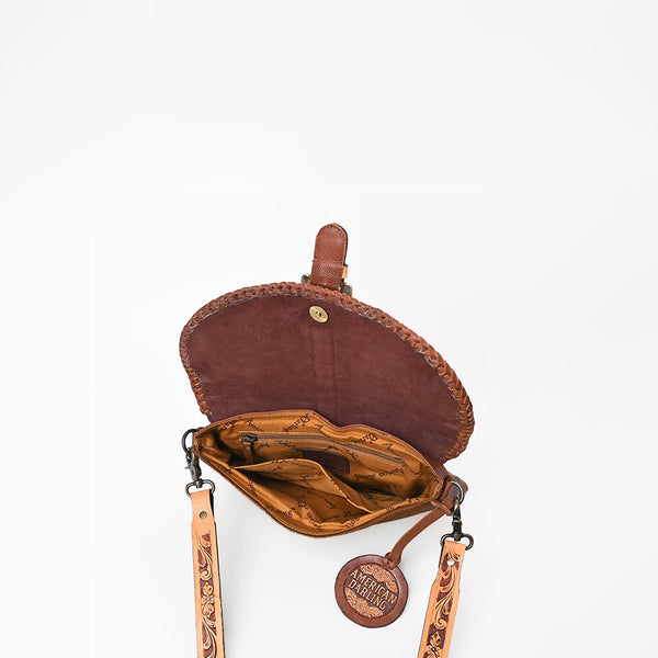 ADBG1806 American Darling Hand Tooled Floral & Cowhide Small Cross Body Bag