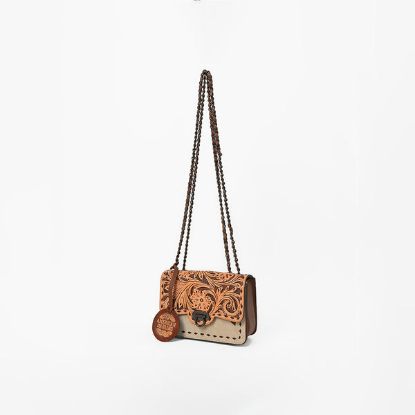 ADBG1808 American Darling Hand Tooled Floral & Genuine Suede Leather Western Cross Body Bag