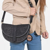ADBG1859 American Darling Artisan Floral Embossed Leather Small Crossbody Saddle Purse