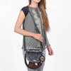 ADBG1861 American Darling Hand Tooled Hair On Genuine Leather Saddle Messenger Bag