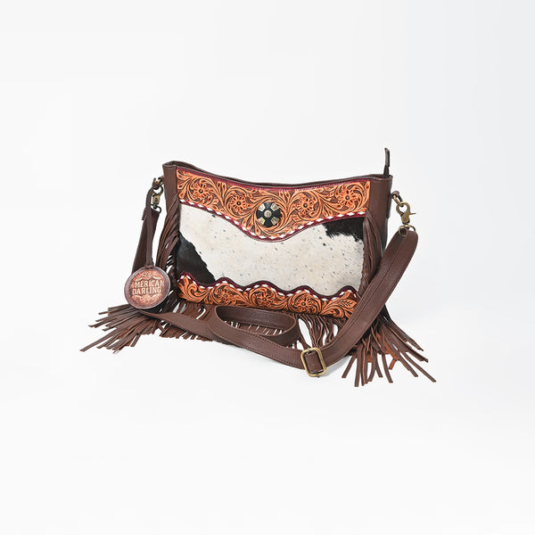 ADBG1913 Crossbody Hand Tooled Hair on Genuine Leather Women Bag