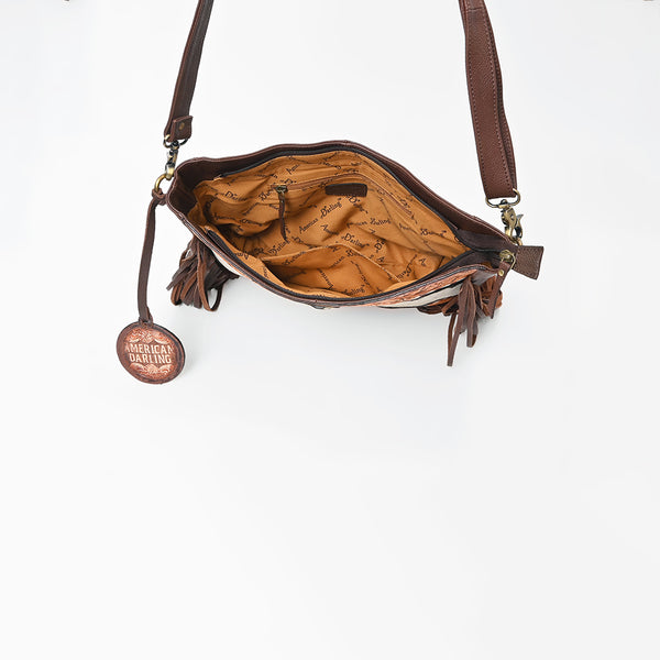 ADBG1913 Crossbody Hand Tooled Hair on Genuine Leather Women Bag