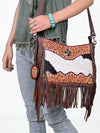 ADBG1913 Crossbody Hand Tooled Hair on Genuine Leather Women Bag