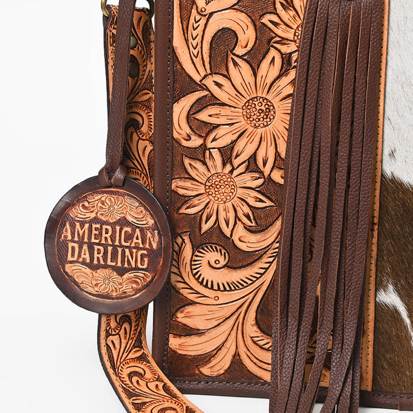 ADBG230 American Darling Western Tote Bag - Handcrafted Hair-On Cowhide & Hand-Tooled Leather