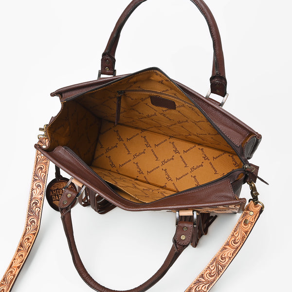 ADBG230 American Darling Western Tote Bag - Handcrafted Hair-On Cowhide & Hand-Tooled Leather