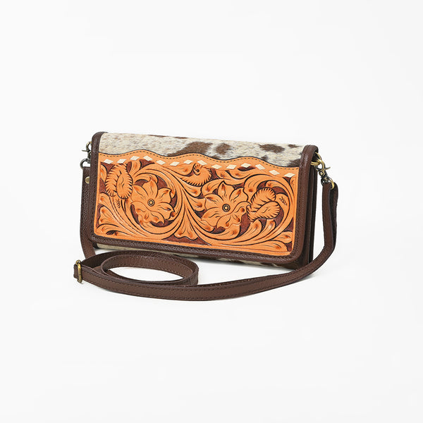 ADBG486 American Darling Hand Tooled Floral Leather Western Crossbody Bag
