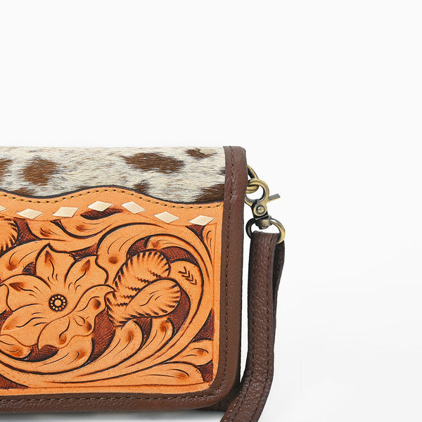 ADBG486 American Darling Hand Tooled Floral Leather Western Crossbody Bag