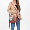 ADBG983 American Darling Cowhide Western Leather Messenger Bag with Fringes