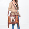 ADBGA1015 Tote Hair On Hand Tooled Genuine Leather Women Bag