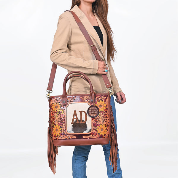 ADBGA1015 Tote Hair On Hand Tooled Genuine Leather Women Bag