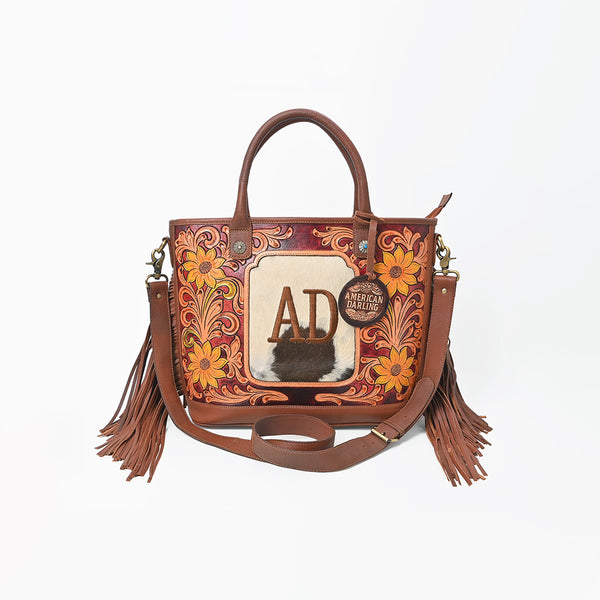 ADBGA1015 Tote Hair On Hand Tooled Genuine Leather Women Bag