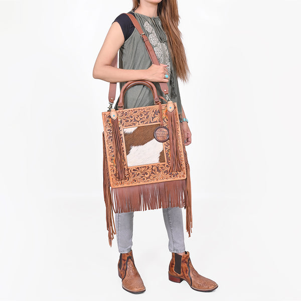 ADBGA1016 Tote Hair On Hand Tooled Genuine Leather Women Bag