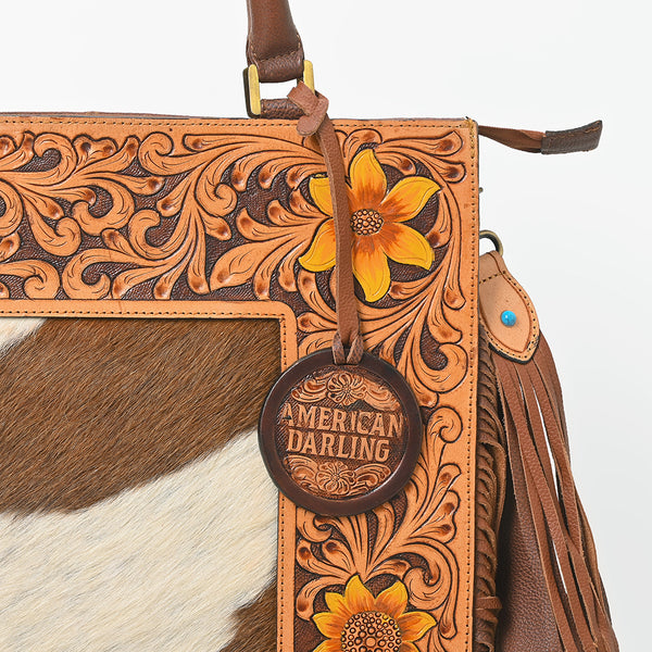 ADBGA1016 Tote Hair On Hand Tooled Genuine Leather Women Bag