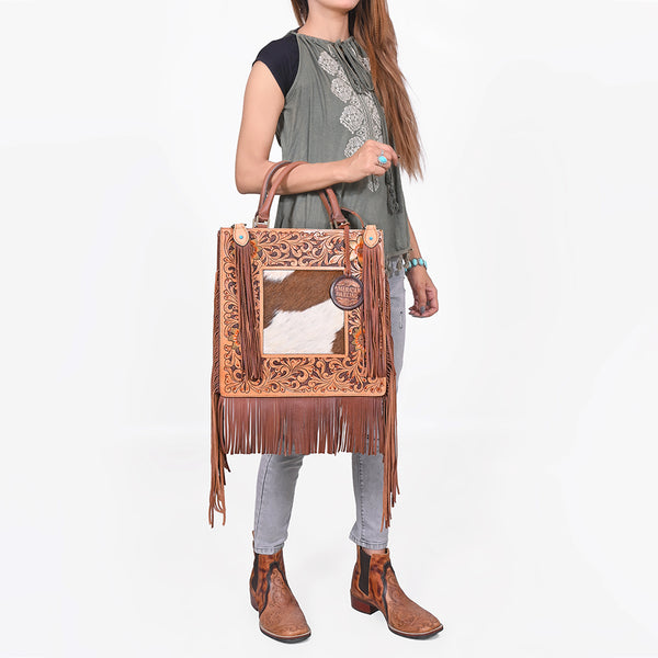 ADBGA1016 Tote Hair On Hand Tooled Genuine Leather Women Bag