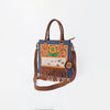 ADBGA1039 Crossbody Hand Tooled Denim Fabric Genuine Leather Women Bag