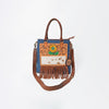 ADBGA1039 Crossbody Hand Tooled Denim Fabric Genuine Leather Women Bag