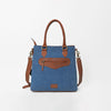 ADBGA1039 Crossbody Hand Tooled Denim Fabric Genuine Leather Women Bag