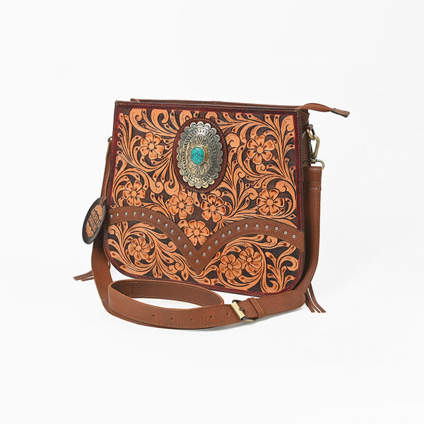 ADBGA1160 American Darling Floral Hand Tooled Leather Crossbody Handbag