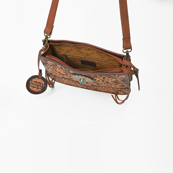 ADBGA1160 American Darling Floral Hand Tooled Leather Crossbody Handbag