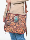 ADBGA1160 American Darling Floral Hand Tooled Leather Crossbody Handbag