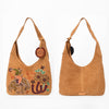 ADBGA1248E American Darling Genuine Suede Embroidered Western Hobo Tan Shoulder Bag