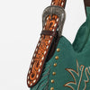 Official PRCA & NFR Licensed Collection® Premium Green Suede Western Fringe Crescent Hobo Shoulder Bag