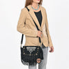 ADBGA836 American Darling Genuine Suede Leather Fringe Cross body Bag with Embroidery