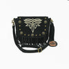 ADBGA836 American Darling Genuine Suede Leather Fringe Cross body Bag with Embroidery