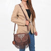 ADBGA836 American Darling Genuine Suede Leather Fringe Cross body Bag with Embroidery