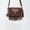 ADBGA836 American Darling Genuine Suede Leather Fringe Cross body Bag with Embroidery