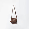 ADBGA836 American Darling Genuine Suede Leather Fringe Cross body Bag with Embroidery